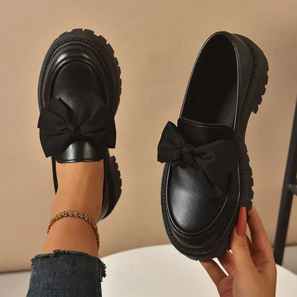 Comfortable Ladies Bow Detail Loafers Shoes
