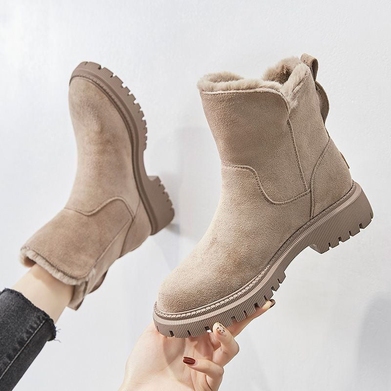 Women's Zipper Boots Round Toe