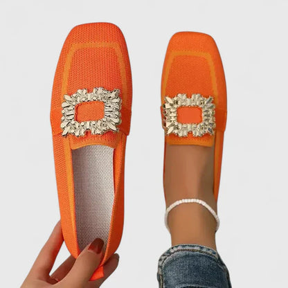 Women's Square Toe Loafers Buckle Detail