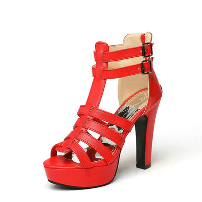 Women's Leather Flat Sandals Wide Fit Platform