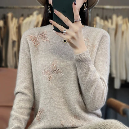 Women's Embellished Sweater Butterfly Design