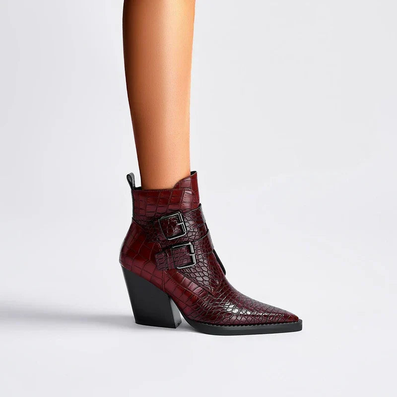 Women's Ankle Boots Textured Buckle Style