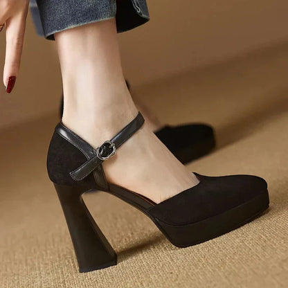 Women's Ankle Strap High Heel Pumps Block Heel