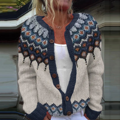 Women's Patterned Knit Cardigan Button Front