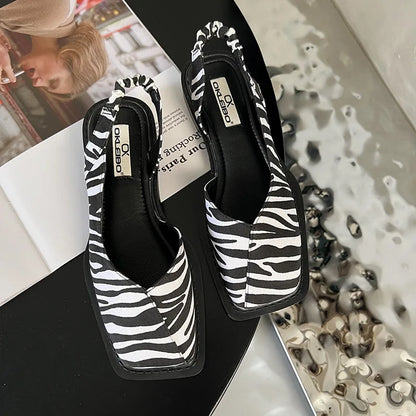 Women's Slingback Sandals Square Toe