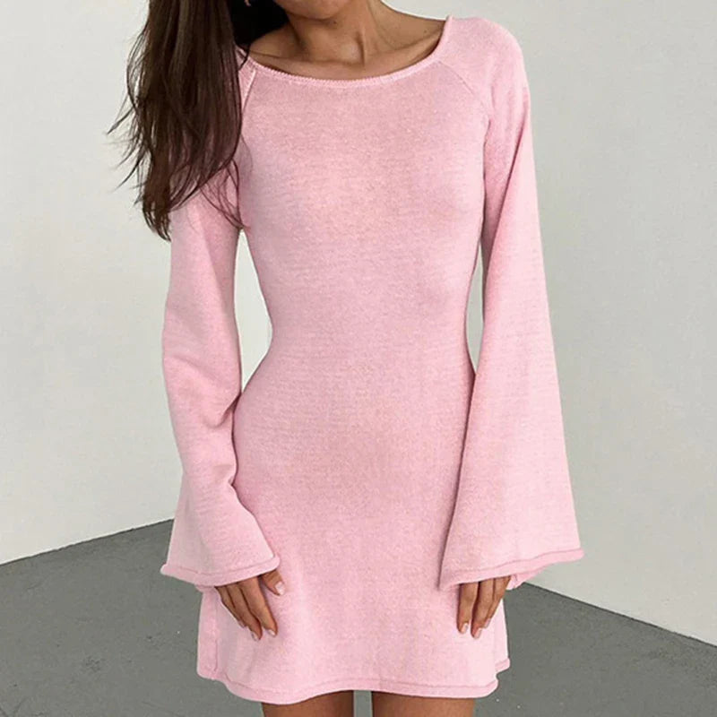 Cozy Sweater Mini Dress with Long Sleeves