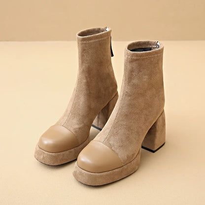 Women's Boots Back Zip Rounded Toe