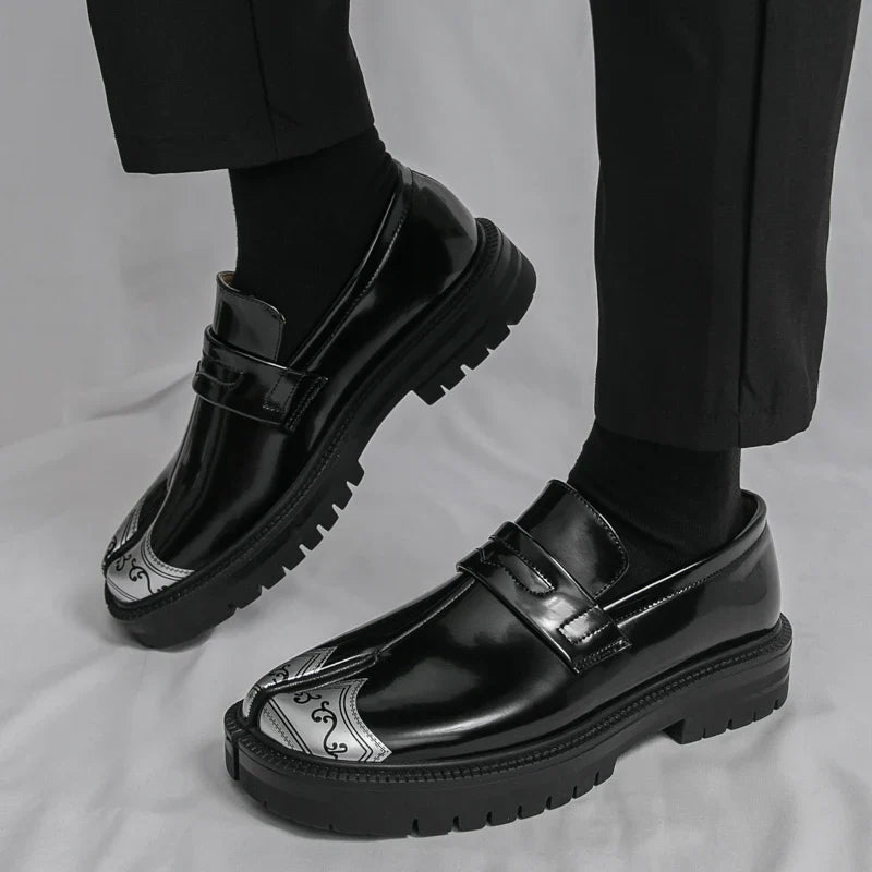 Obsidian Leather Tabi Loafers