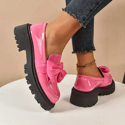 Comfortable Ladies Bow Detail Loafers Shoes