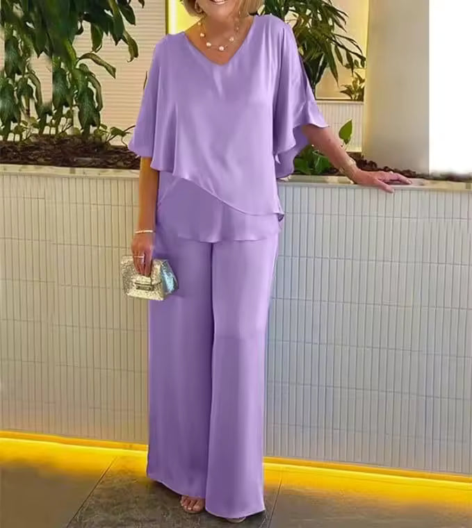 Women's Two Piece Set V-Neck Structured Waistband