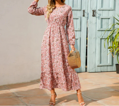 Women's Long Sleeve Maxi Floral Summer Dress - VibreMode