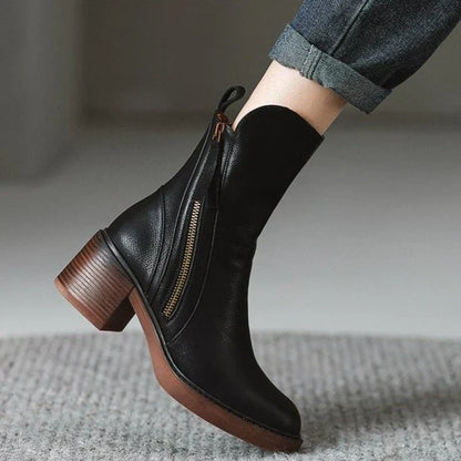 Women's Ankle Boots Zipper Block Heel