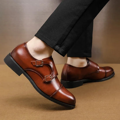 Luxury Leather Monk Strap Shoes