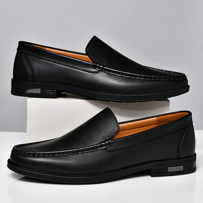 Barry Men's Slip-On Loafers Comfortable Leather Brown