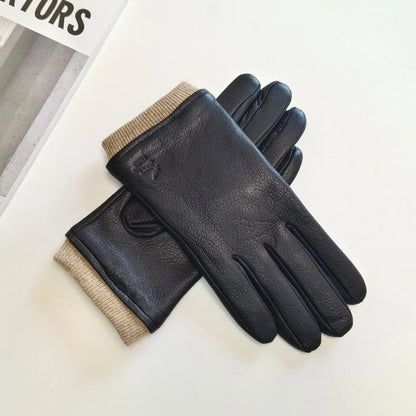 Men's Faux Leather Gloves Lined - VibreMode