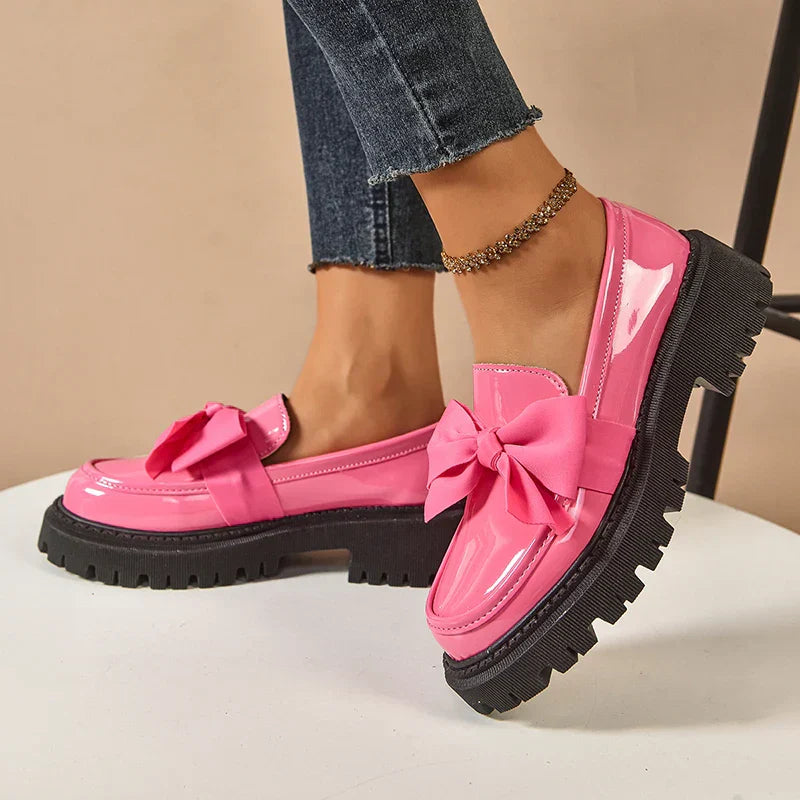 Comfortable Ladies Bow Detail Loafers Shoes