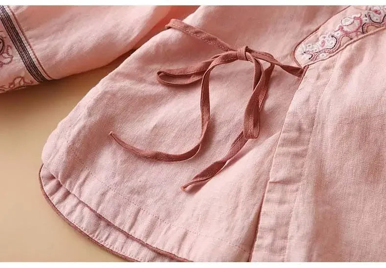 Women's Embroidered V-Neck Blouse