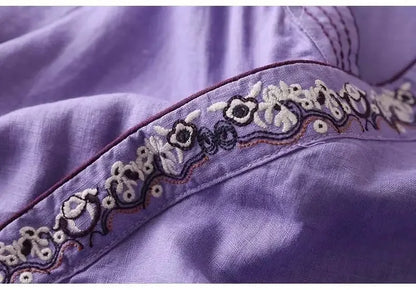 Women's Embroidered V-Neck Blouse