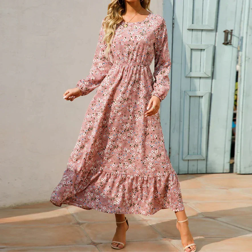 Women's Floral Long Sleeve Maxi Dress
