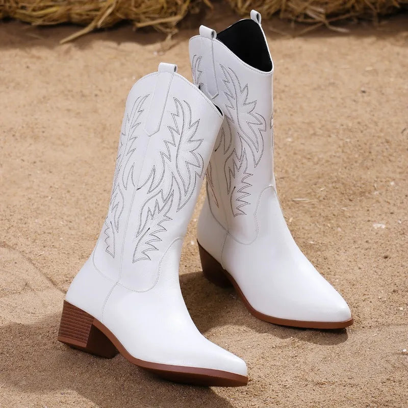 Women's Western Low Heel Boots - VibreMode