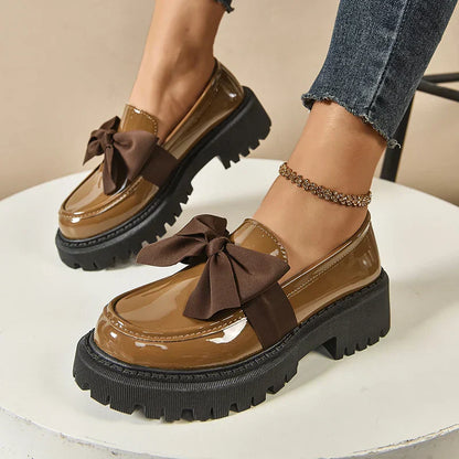 Comfortable Ladies Bow Detail Loafers Shoes