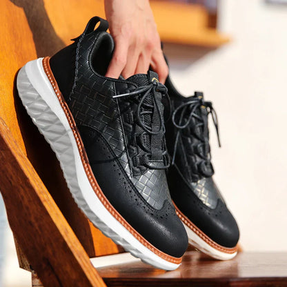 Windsor Men's Ridge Sneakers Comfortable Leather Black