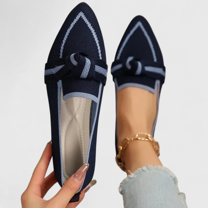 Women's Pointed Toe Slip-On Loafers Knot Detail