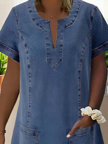 Women's V-Neck Dress with Pockets