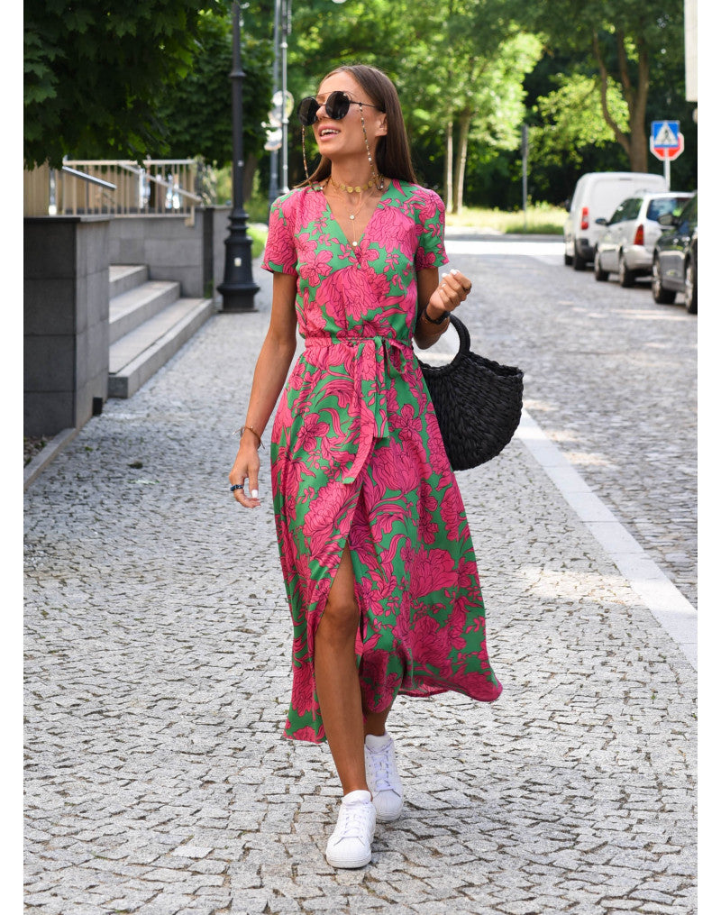 Women's Floral Short Sleeve Dress - VibreMode