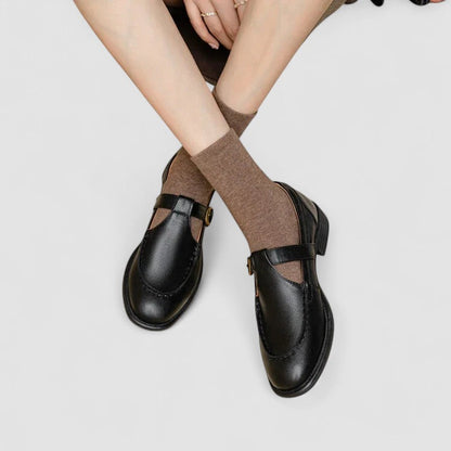 Women's Mary Jane Square-Toe Shoes Buckle Strap - VibreMode
