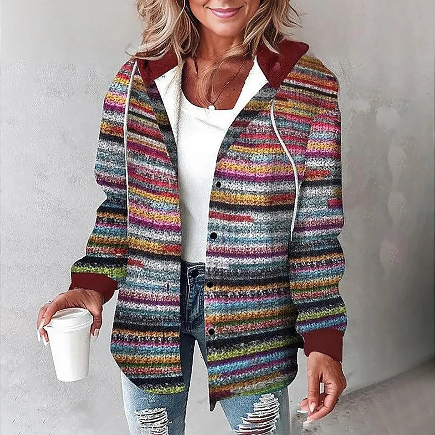 Women's Plaid Hooded Jacket