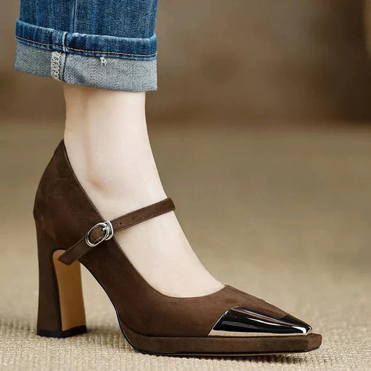 Elegant Women's Block Heel Mary Jane Pumps - VibreMode