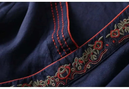Women's Embroidered V-Neck Blouse