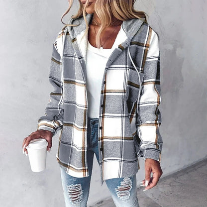 Women's Plaid Hooded Jacket