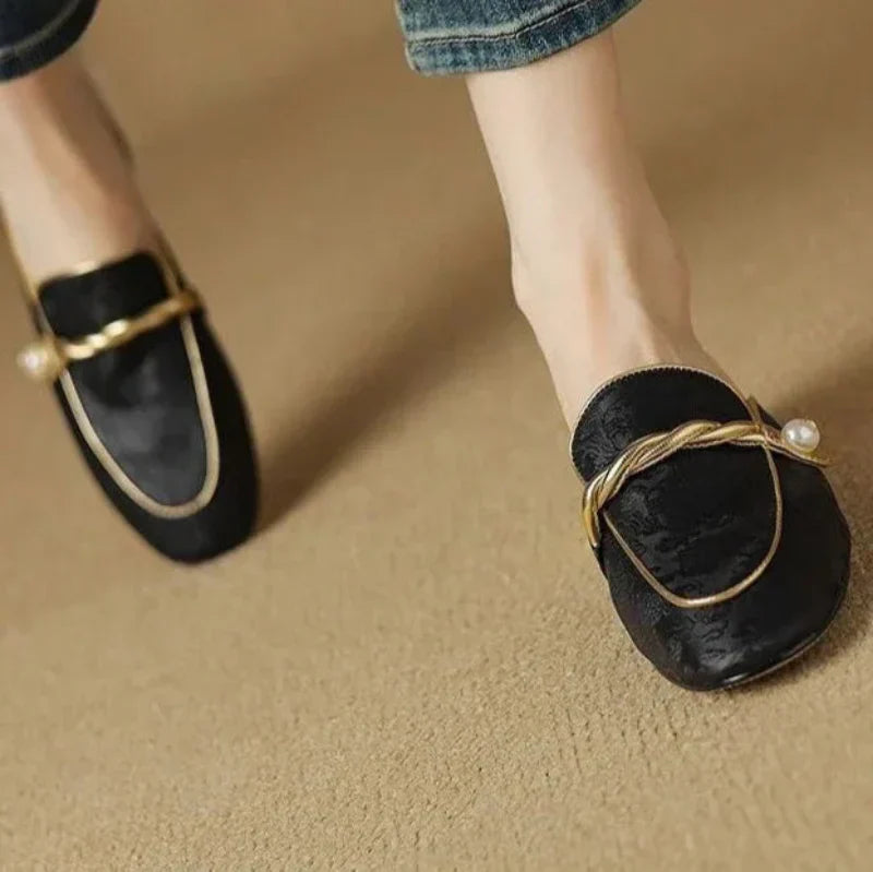 Women's Floral Embossed Square Toe Sandals