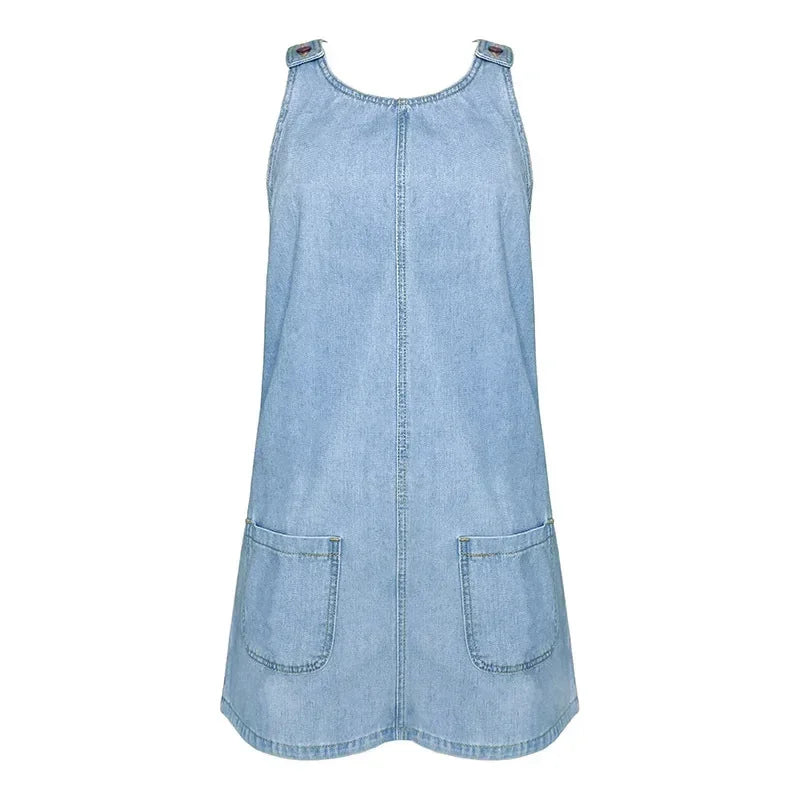Women's Summer Dress Round Neck Oversized Pockets