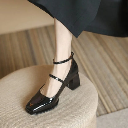 Low Heel Ankle Strap Mary Jane Shoes for Women