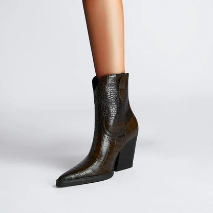 Women's Block Heel Pointed Toe Boots