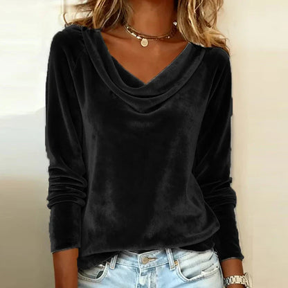 Women's Cowl Neck Blouse Drape Design
