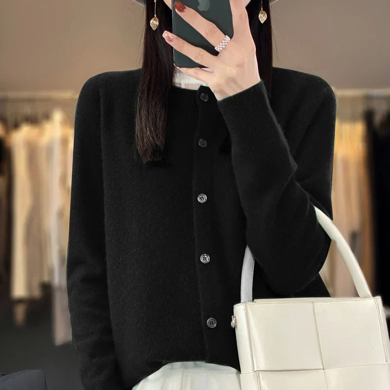 Women's Crewneck Cardigan Button-Up Style