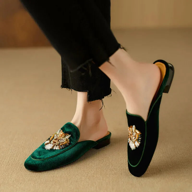 Women's Velvet Mules Jasmine Purple - VibreMode