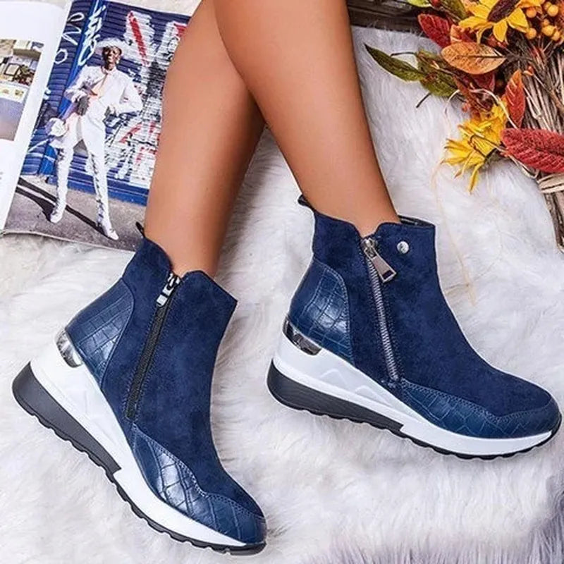Women's Ankle Boots Platform Sole Side Zip
