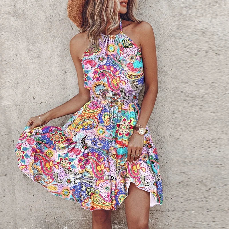 Women's Lace Halter Dress Flowy Amber