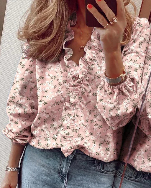 Women's Ruffle Long Sleeve Blouse