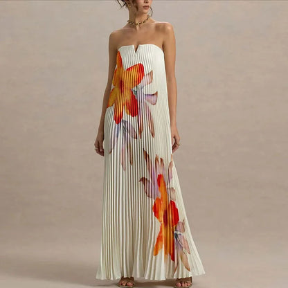 Women's Strapless Maxi Floral Dress