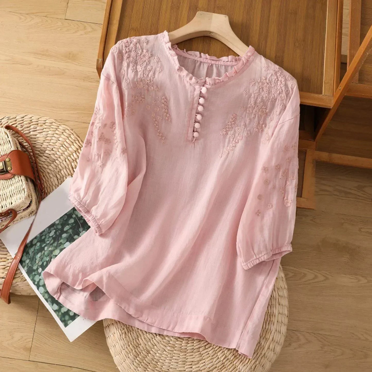 Women's Partial Button Front Blouse