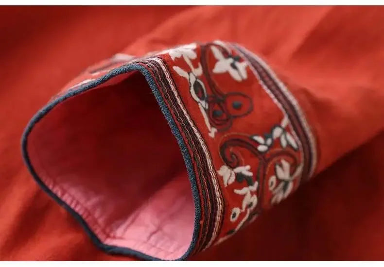 Women's Embroidered V-Neck Blouse