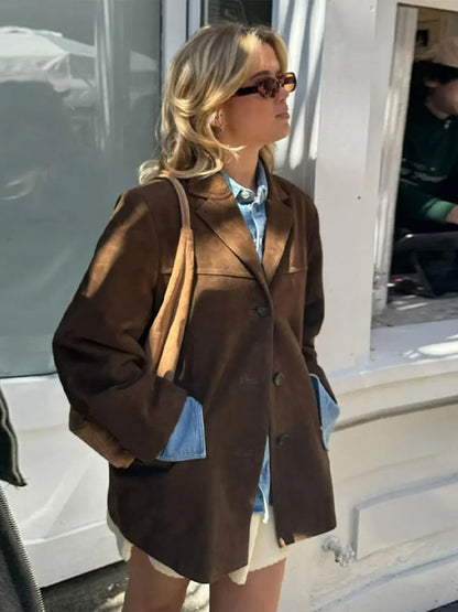Women's Brown Suede Blazer