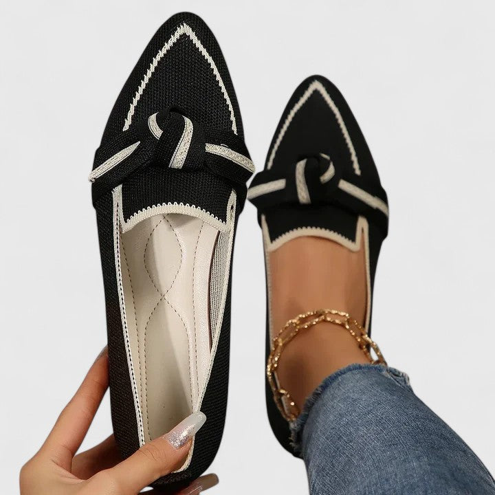 Women's Pointed Toe Slip-On Loafers Knot Detail