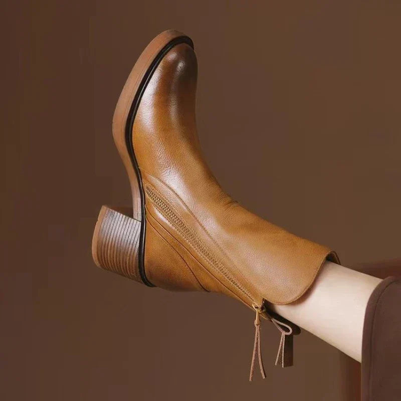 Women's Ankle Boots Zipper Block Heel